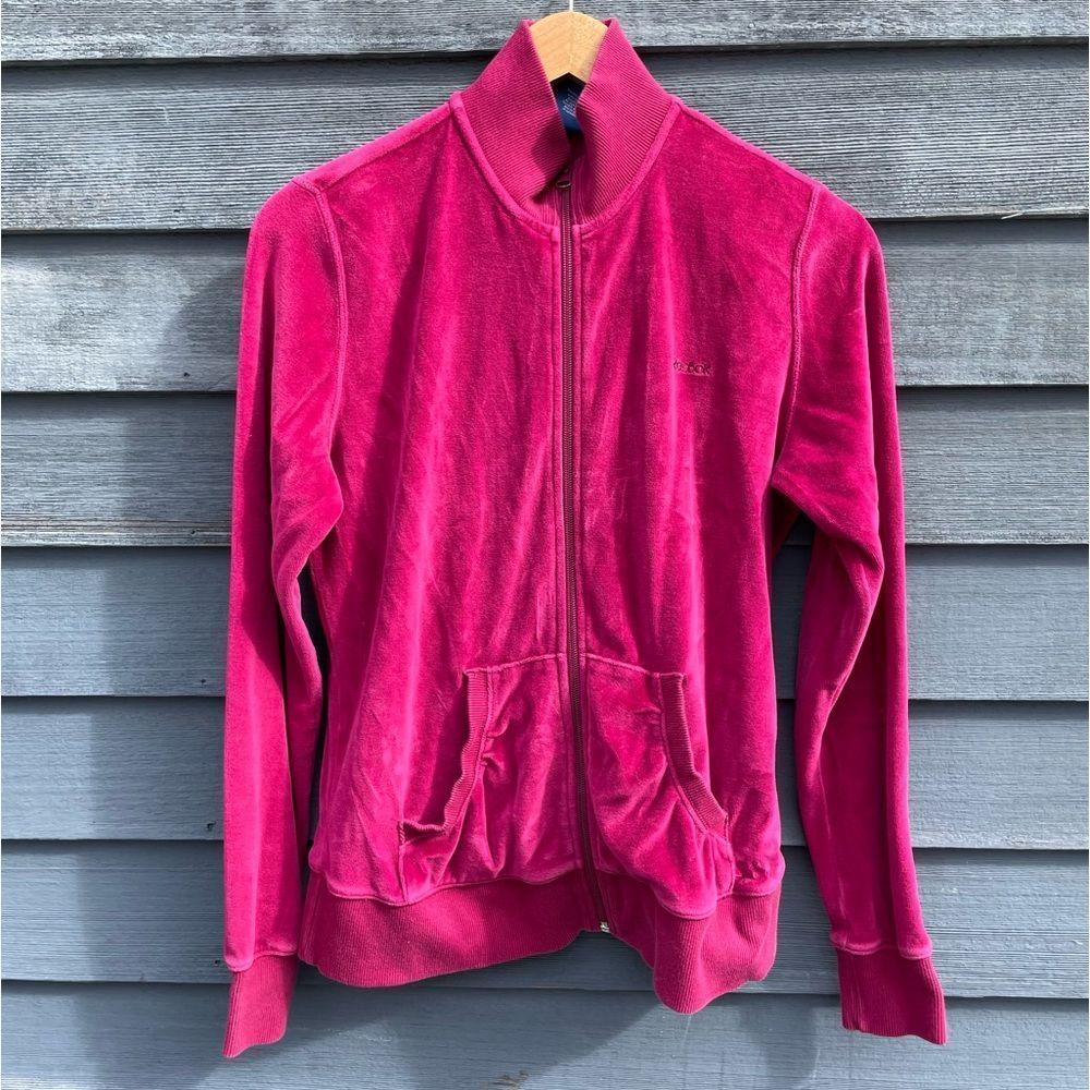Reebok purple zip up velour sweat jacket medium